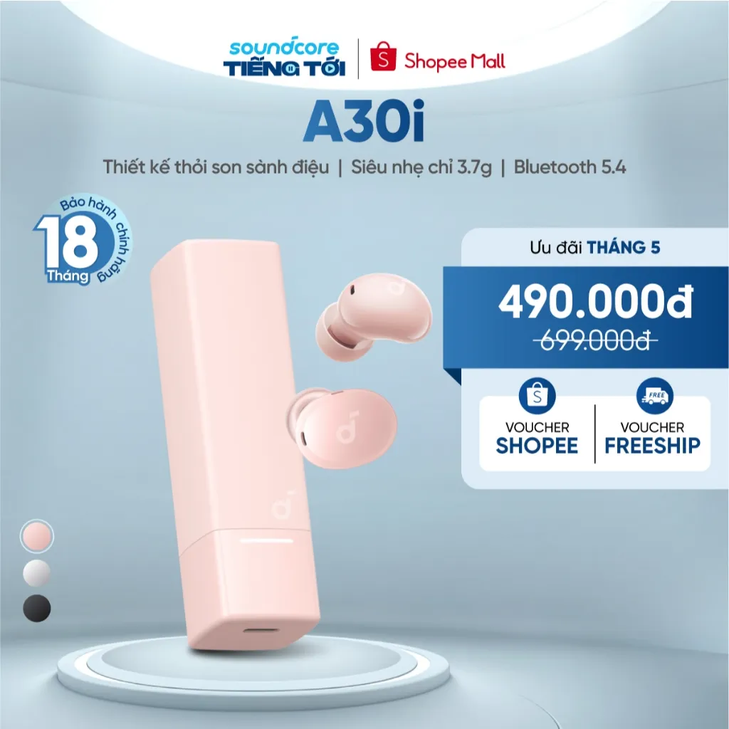 Ảnh Tai nghe không dây soundcore A30i thiết kế thỏi son nhỏ gọn | Chống ồn ANC | Chống nước IP54 1