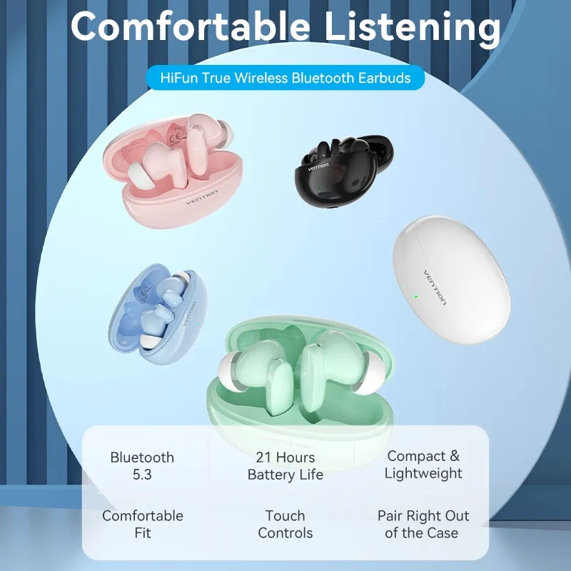 Ảnh Tai nghe không dây Vention Bluetooth 5.3 ổn định chống nước tốt nhiều màu tùy chọn 2