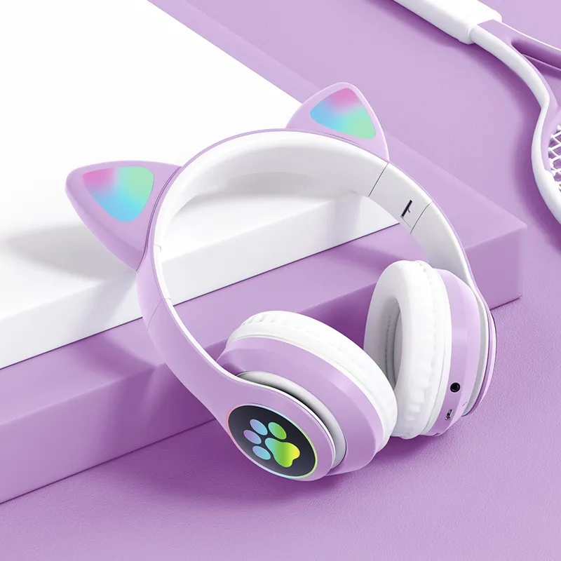 Ảnh Tai Nghe Mèo ZTU SMART V01 Kết Nối Bluetooth Chụp Tai Có Mic Âm Bass Mạnh, Có đèn led. 2