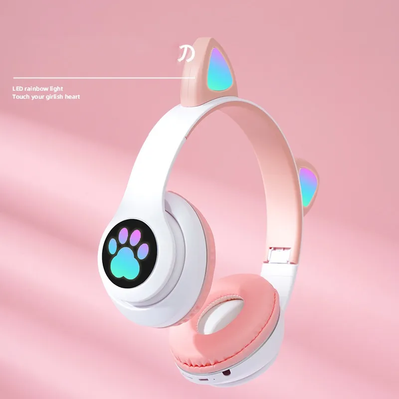Ảnh Tai Nghe Mèo ZTU SMART V01 Kết Nối Bluetooth Chụp Tai Có Mic Âm Bass Mạnh, Có đèn led. 4