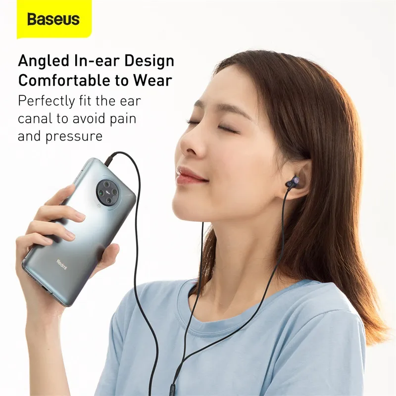 Ảnh Tai Nghe Nhét Tai Baseus H19 Âm Thanh Nổi 6D Và Mic Cho Điện Thoại Xiaomi Có Dây 3.5mm 3