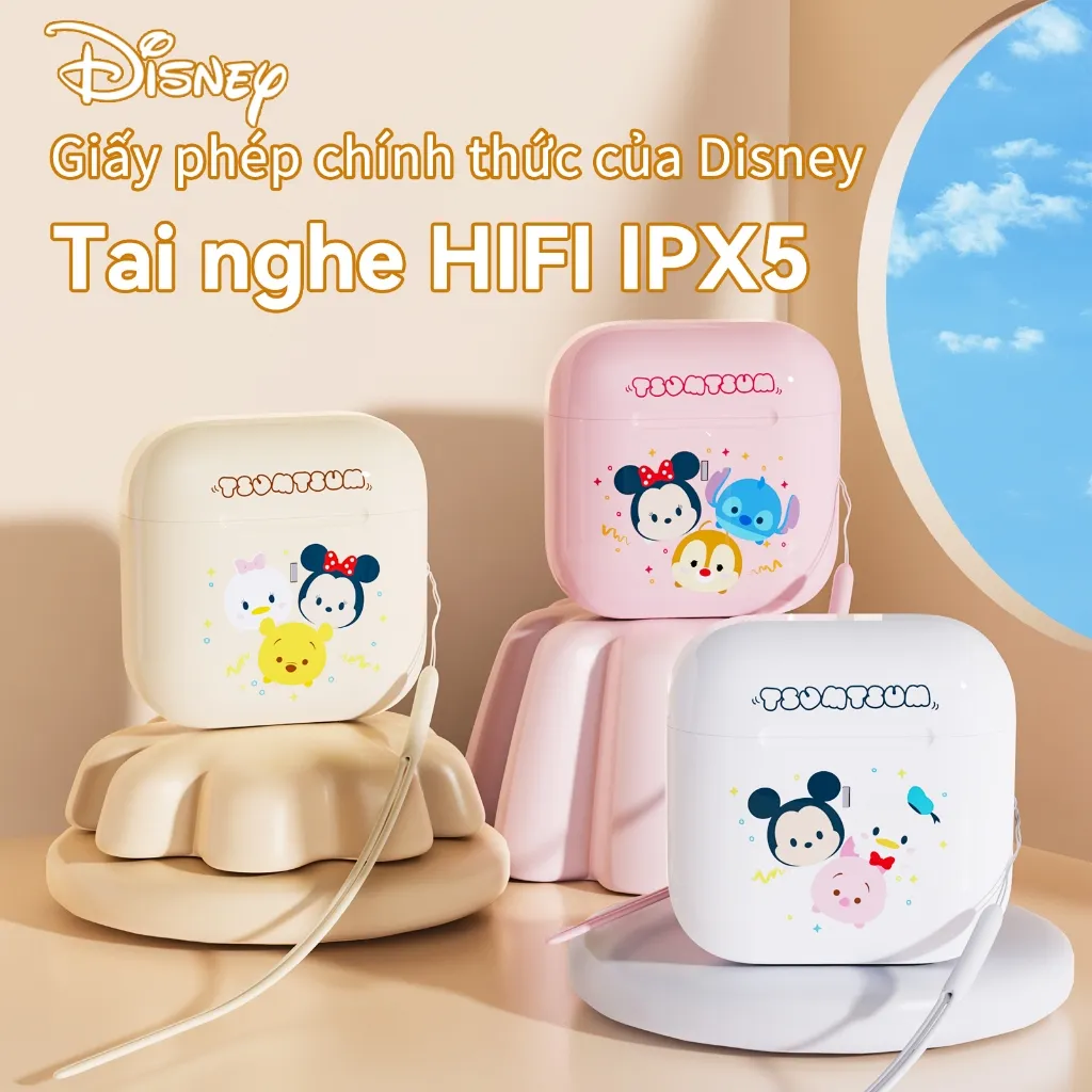 Ảnh Tai Nghe Nhét Tai Bluetooth Disney DN26 không dây Earphone Giảm Tiếng ồn dễ Thương ở chế độ Chờ Lâu Có Micrô Cho oxiaomi 1