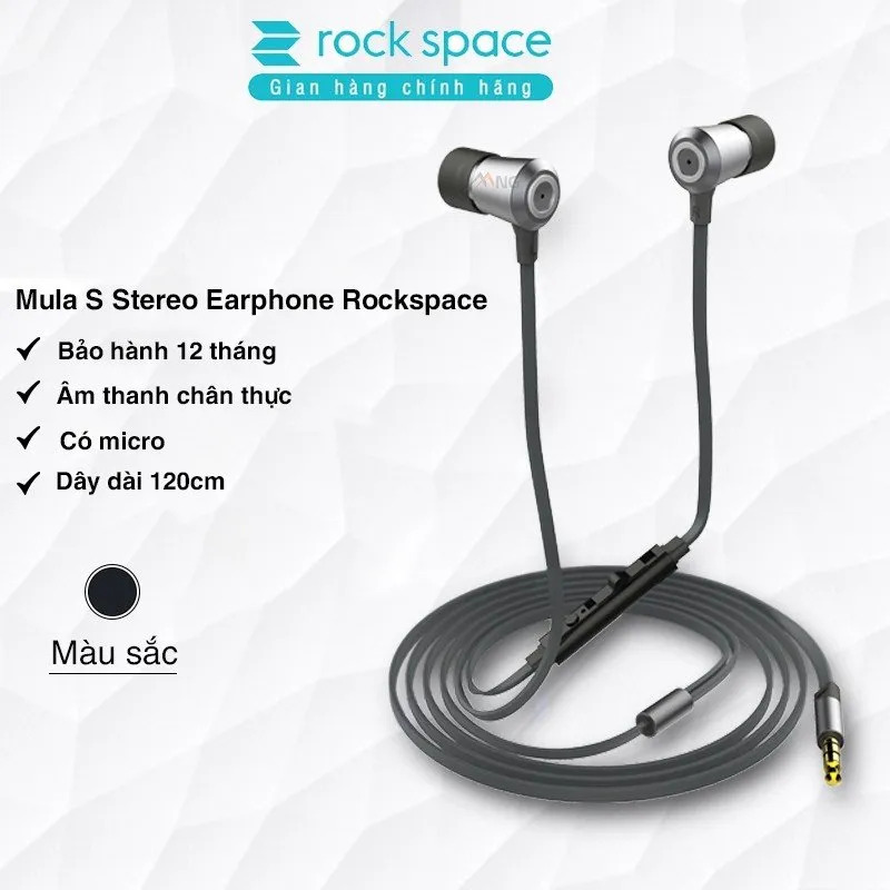 Ảnh Tai Nghe Nhét Tai Có Dây Rockspace Mula S jack cắm 3.5mm có mic nghe nhạc chơi game BH 12 tháng 3