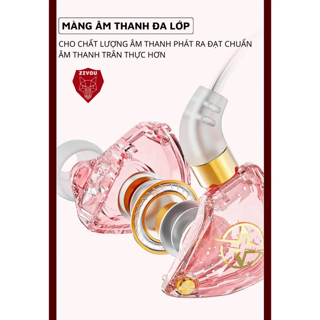 Ảnh Tai Nghe Nhét Tai Có Dây ZIYOU X6 Premium, Chống Ồn Cực Tốt, Âm Thanh Super Bass, Có Mic Nghe Nhạc Chơi Game Điện Thoại 4