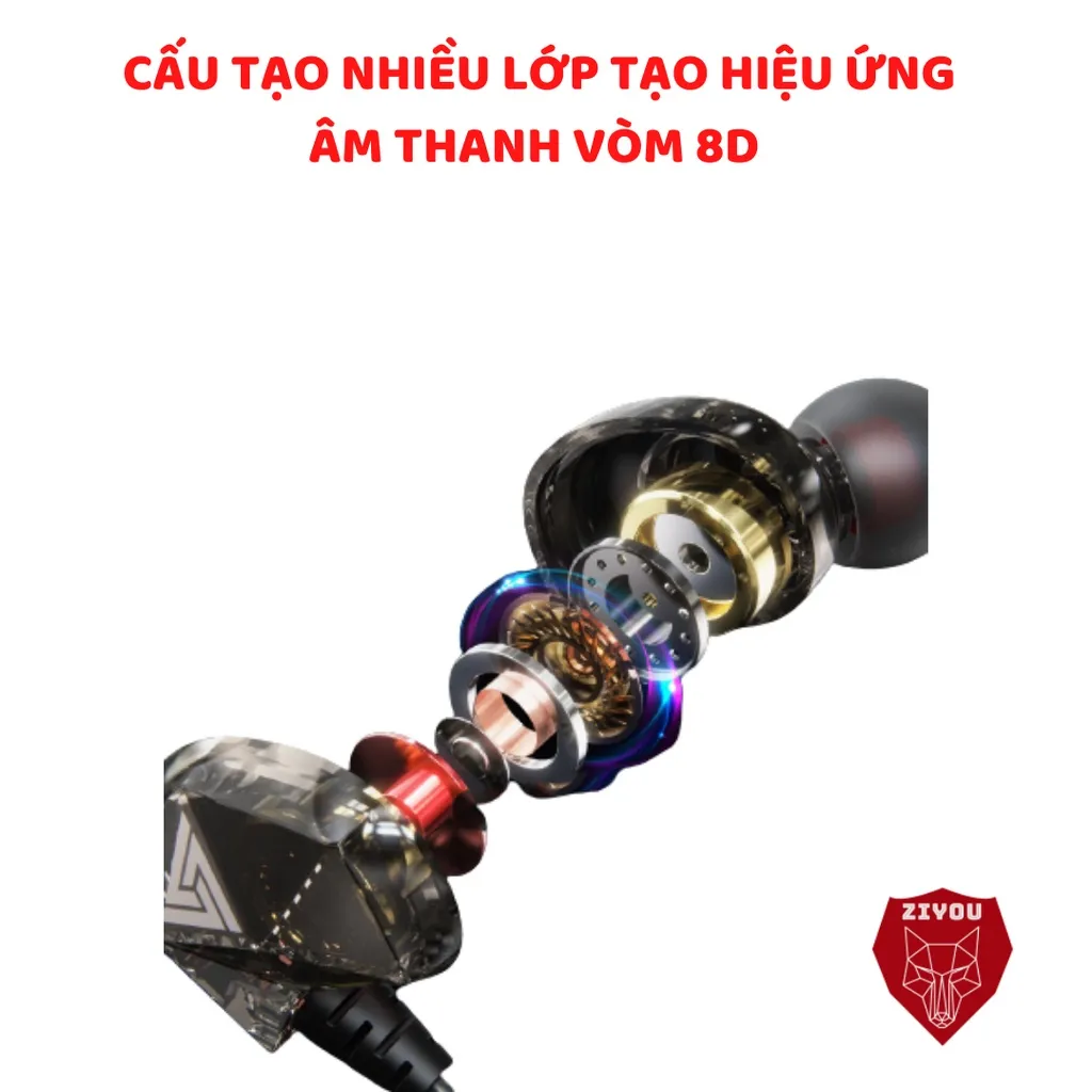 Ảnh Tai nghe nhét tai có dây ZIYOU AK2 nghe nhạc chơi game cực đã,âm thanh SUPER BASS,có mic đàm thoại,dành cho điện thoại 3