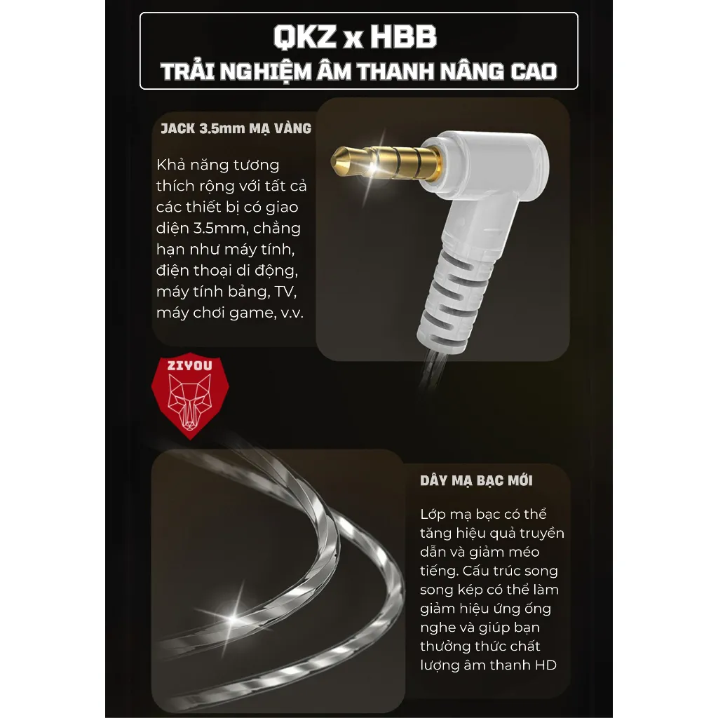 Ảnh Tai Nghe Nhét Tai Có Mic Ziyou QKZ HBB Âm Thanh Chuyên Nghiệp Tích Hợp Micro Màng Loa TiTan Đa Lớp 2