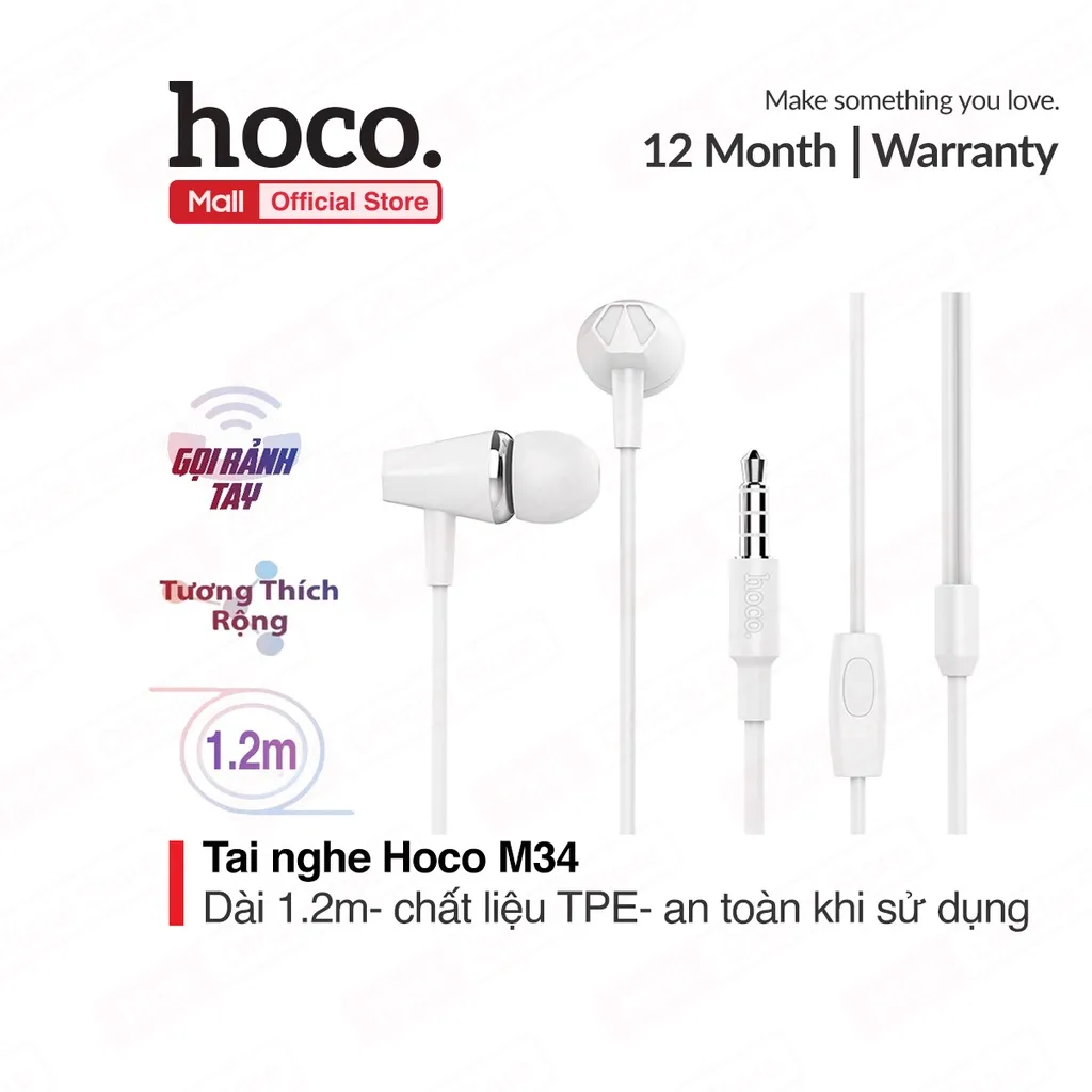Ảnh Tai Nghe Nhét Tai Hoco M34 Super Bass tương thích các dòng điện thoại jack 3.5mm 1