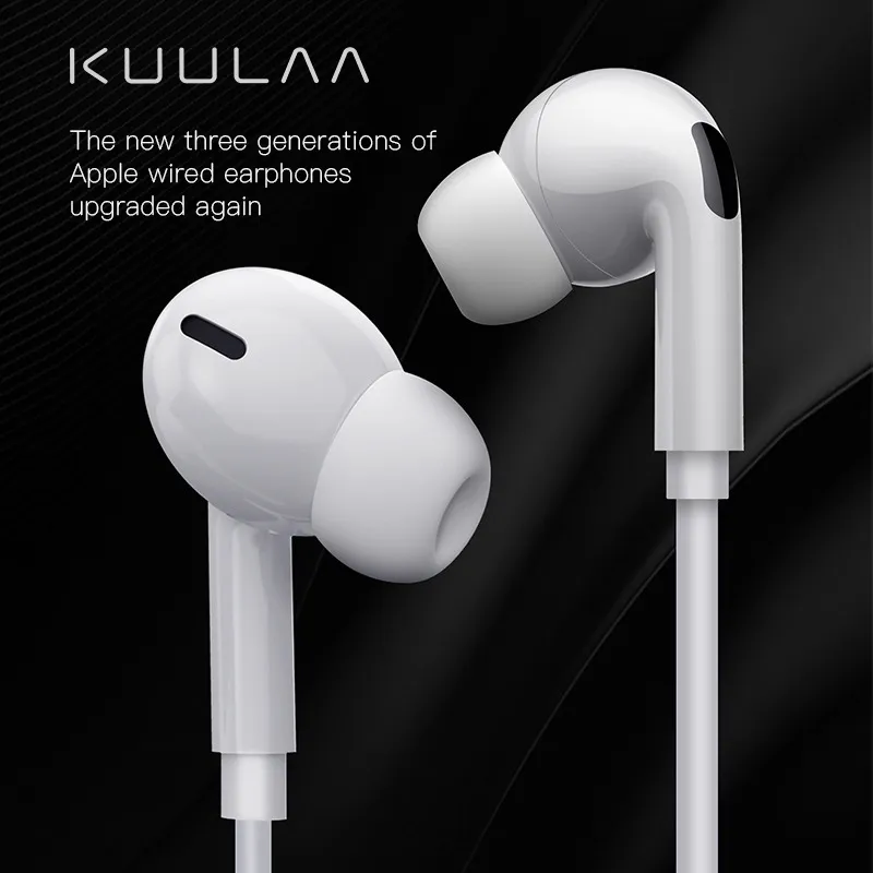 Ảnh Tai nghe nhét tai 
KUULAA dây dẹt cổng lightning type C hỗ trợ điều chỉnh âm lượng thích hợp cho iPhone Xiaomi Huawei 3