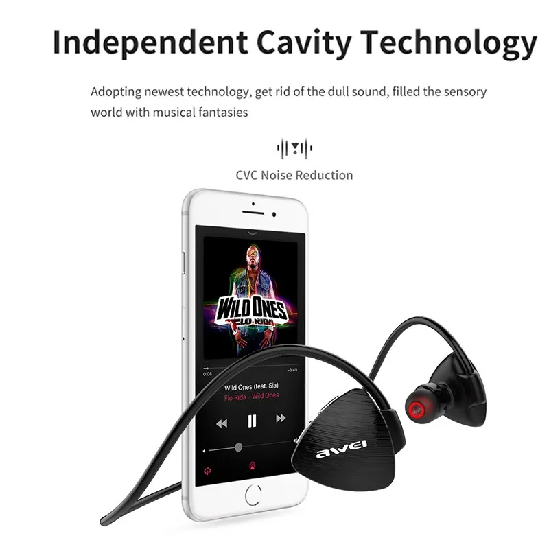 Ảnh Tai Nghe Thể Thao Awei A847BL Đeo Cổ Bluetooth Chống Nước IPX4 Cổ Mic HD chính hãng 4