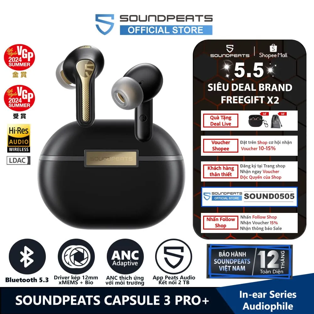 Ảnh Tai nghe True Wireless SoundPEATS Capsule 3 Pro+ Loa kép xMEMS LDAC Bluetooth 5.3 1
