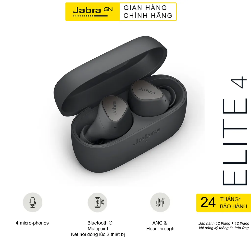 Ảnh Tai Nghe True Wireless Jabra Elite 4 Chống Ồn Chủ Động IP55 Hàng Chính Hãng 2