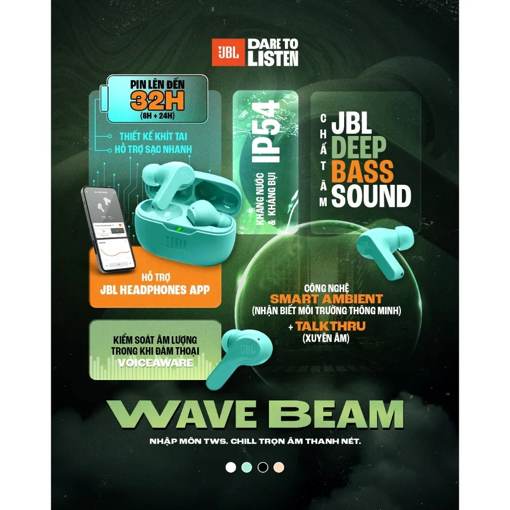 Ảnh Tai Nghe Truewireless JBL Wave Beam - Hàng Chính Hãng 1