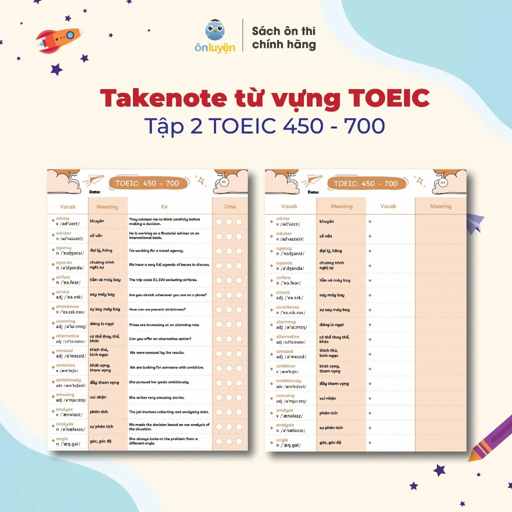 Ảnh Takenote 2500 từ vựng TOEIC từ 0-700+, có ví dụ, phiên âm, ô luyện chữ - Nhà sách Ôn Luyện 4
