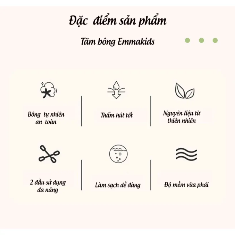 Ảnh Tăm Bông Sơ Sinh IQKAO Misuta/Emmakids TB1, Bông Tự Nhiên 2 Đầu, An Toàn Lành Tính, Vệ Sinh Tiện Lợi Cho Bé 2