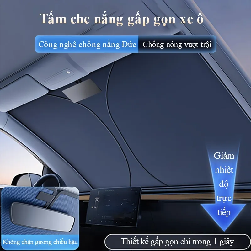 Ảnh Tấm chắn nắng kính chắn gió ô tô MYT Tấm che nắng tráng bạt titan 2 lớp chống UV giảm nhiệt độ bảo vệ nội thất ô tô 2