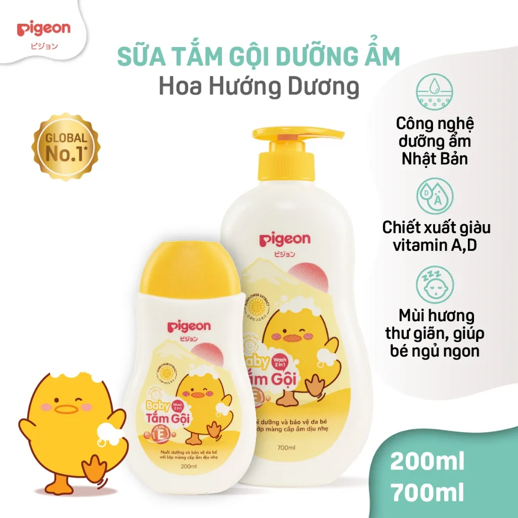Ảnh Tắm Gội Dịu Nhẹ Pigeon Hương Hoa Hướng Dương 200ml/700ml 2