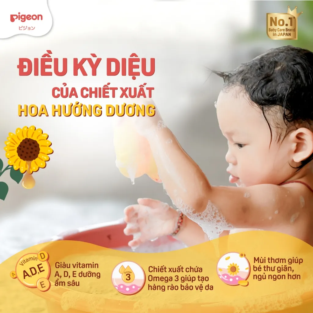 Ảnh Tắm Gội Dịu Nhẹ Pigeon Hương Hoa Hướng Dương 200ml/700ml 3