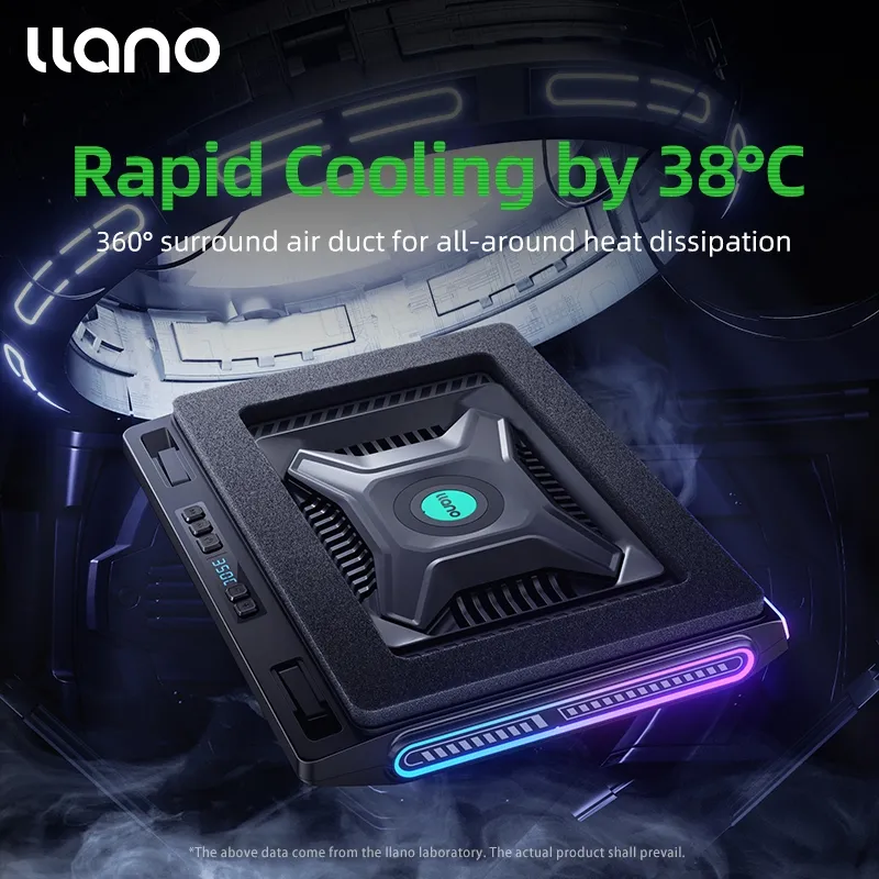 Ảnh Tấm làm mát máy tính xách tay Llano V10 Turbo-Fan (3500 RPM) Tấm làm mát máy tính xách tay có giá đỡ có thể điều chỉnh Phù hợp cho máy tính xách tay 13-17.3 inch 2