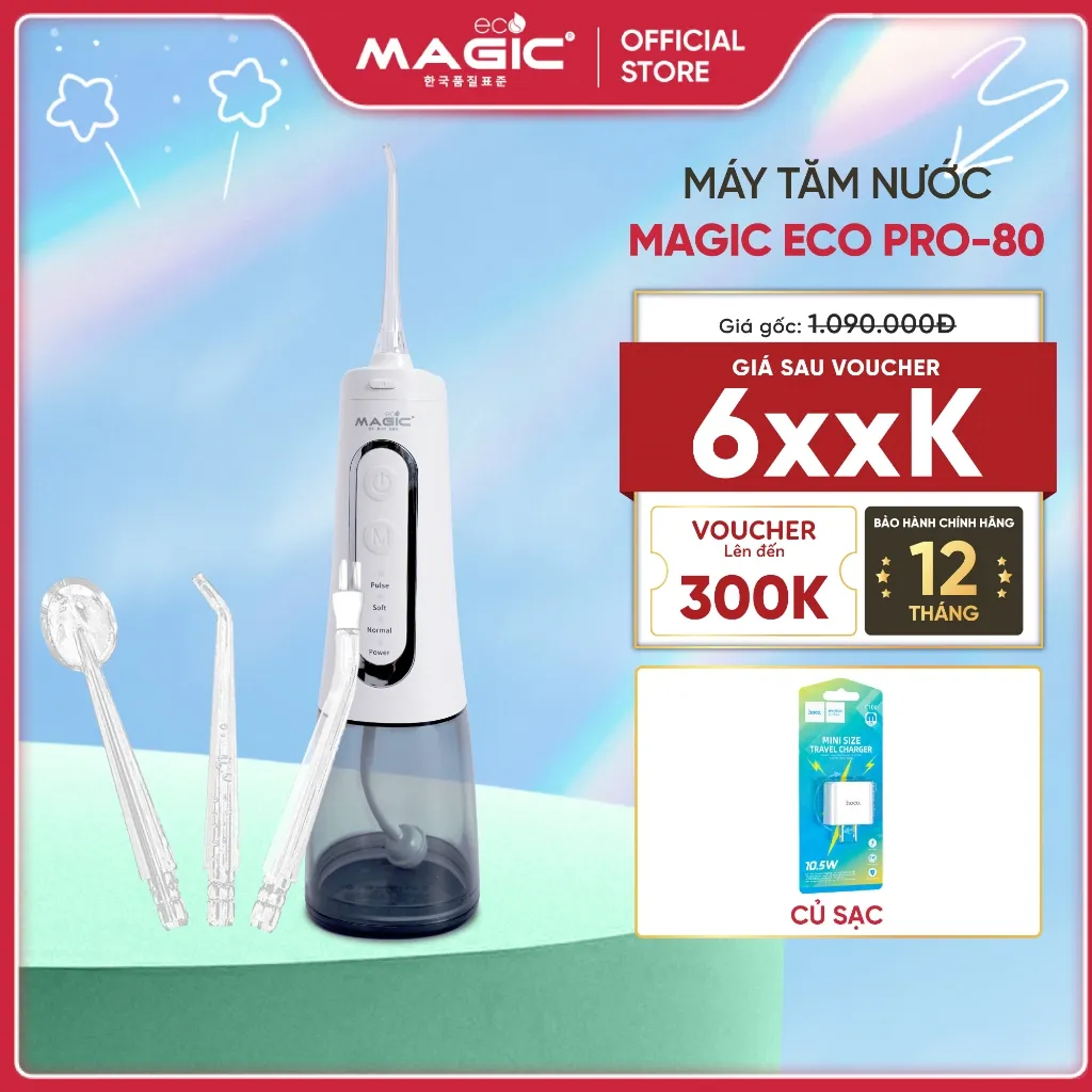 Ảnh Tăm nước Magic Eco PRO-80, 400ml, 4 chế độ, 4 đầu tăm. 1