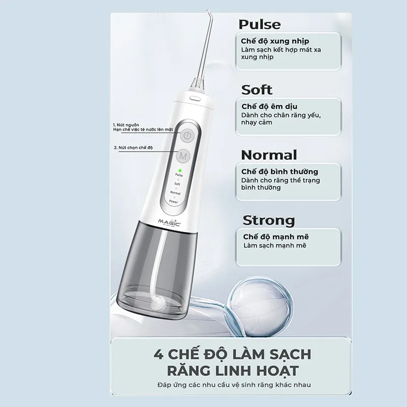 Ảnh Tăm nước Magic Eco PRO-80, 400ml, 4 chế độ, 4 đầu tăm. 3