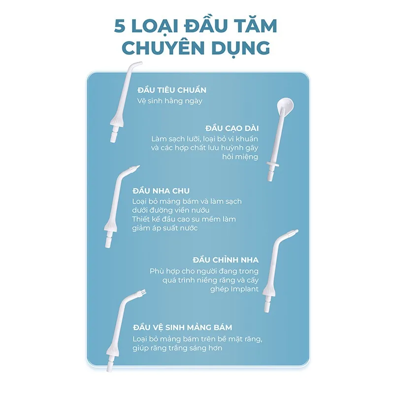 Ảnh Tăm nước Magic Eco Pro-82, 5 chế độ làm sạch, 6 đầu tăm thay thế, bảo hành 18 tháng 3