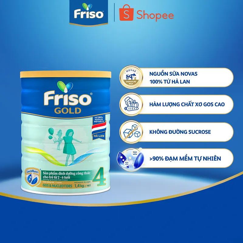 Ảnh [Tặng 1 Lon Friso Gold 4 380gr] Combo 2 Sữa Bột Friso Gold 4 1400g 2