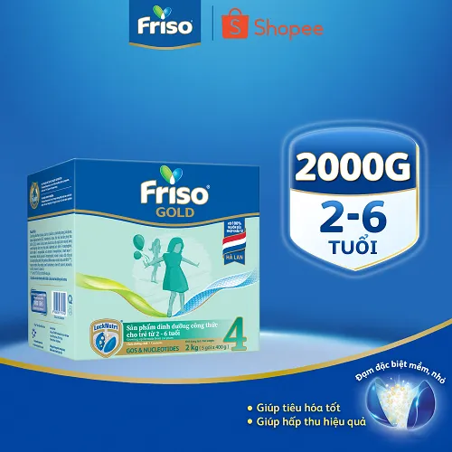 Ảnh [Tặng Bình Giữ Nhiệt 500ml] Sữa Bột Friso Gold 4 Hộp Giấy 2kg 1
