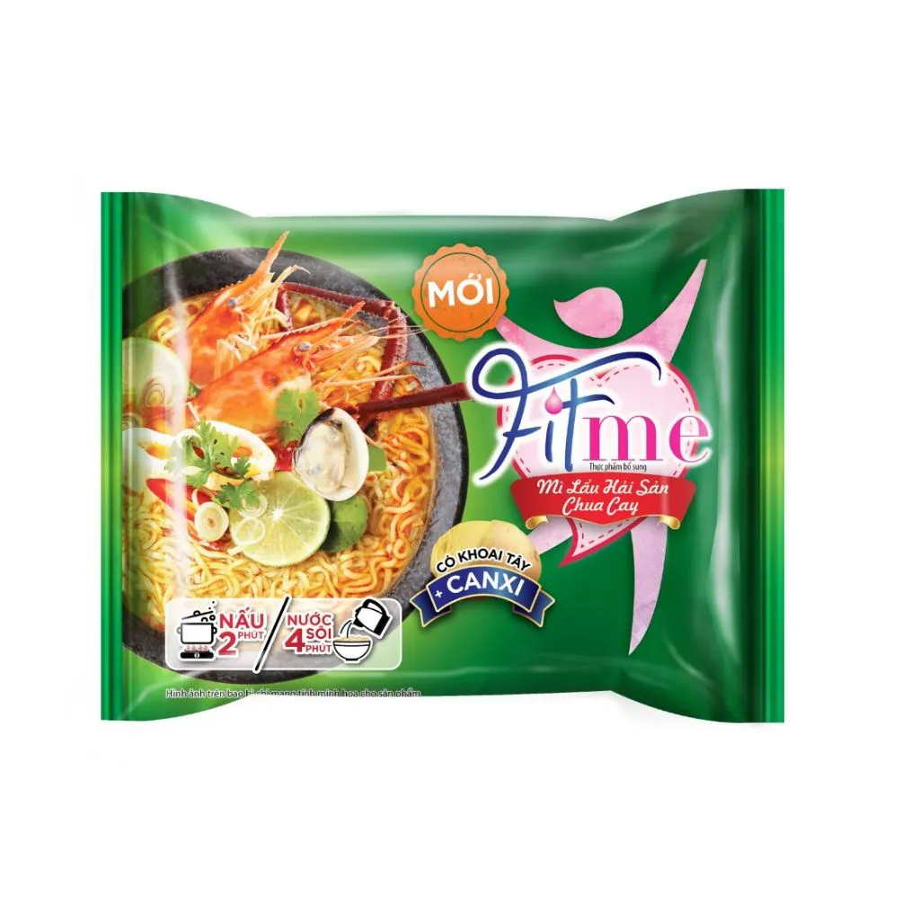 Ảnh TẶNG KÈM 6 HỘP NHỰA SIÊU ĐẸP - Thùng 36 Gói Mì Lẩu Hải Sản Chua Cay Fitme Có Bổ Sung Canxi 80g/gói 3