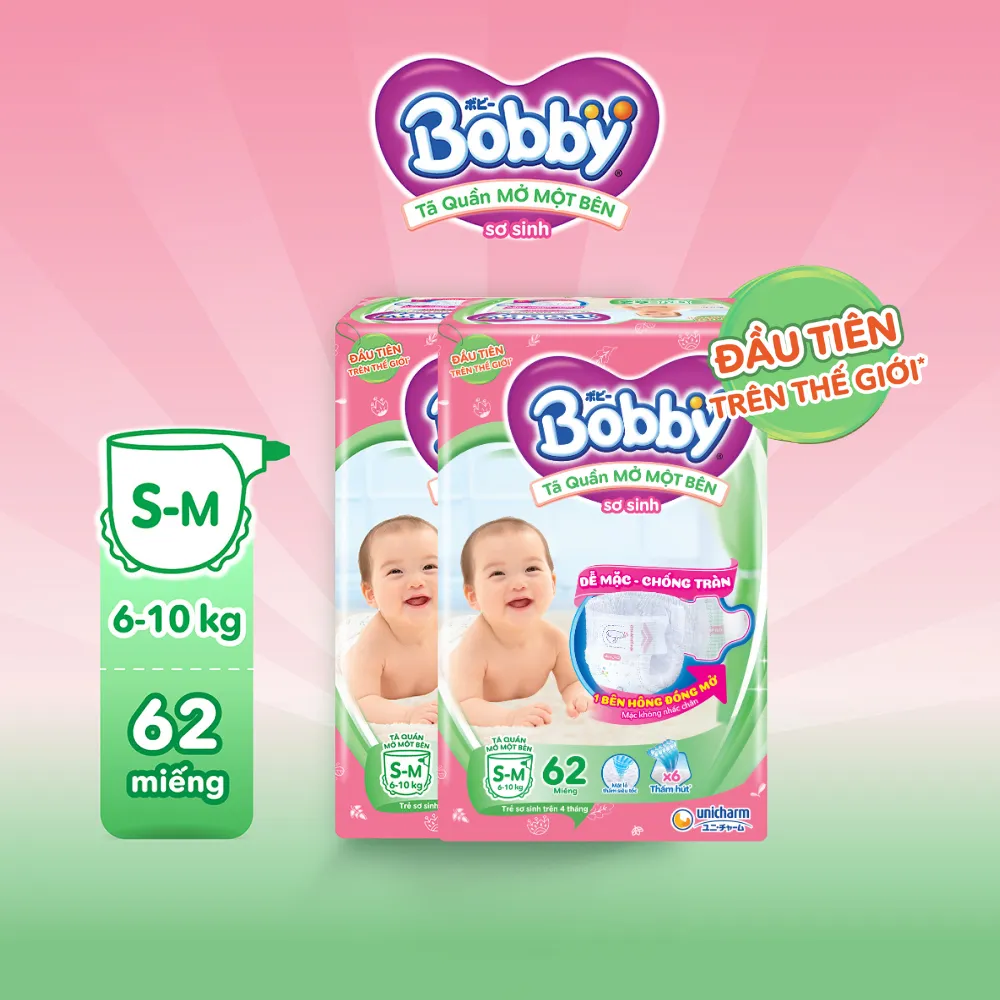 Ảnh [TẶNG MIẾNG] Combo 2 gói tã quần mở một bên Bobby dành cho bé sơ sinh size NB70+6/NB-S74/ S80/ S-M62 2