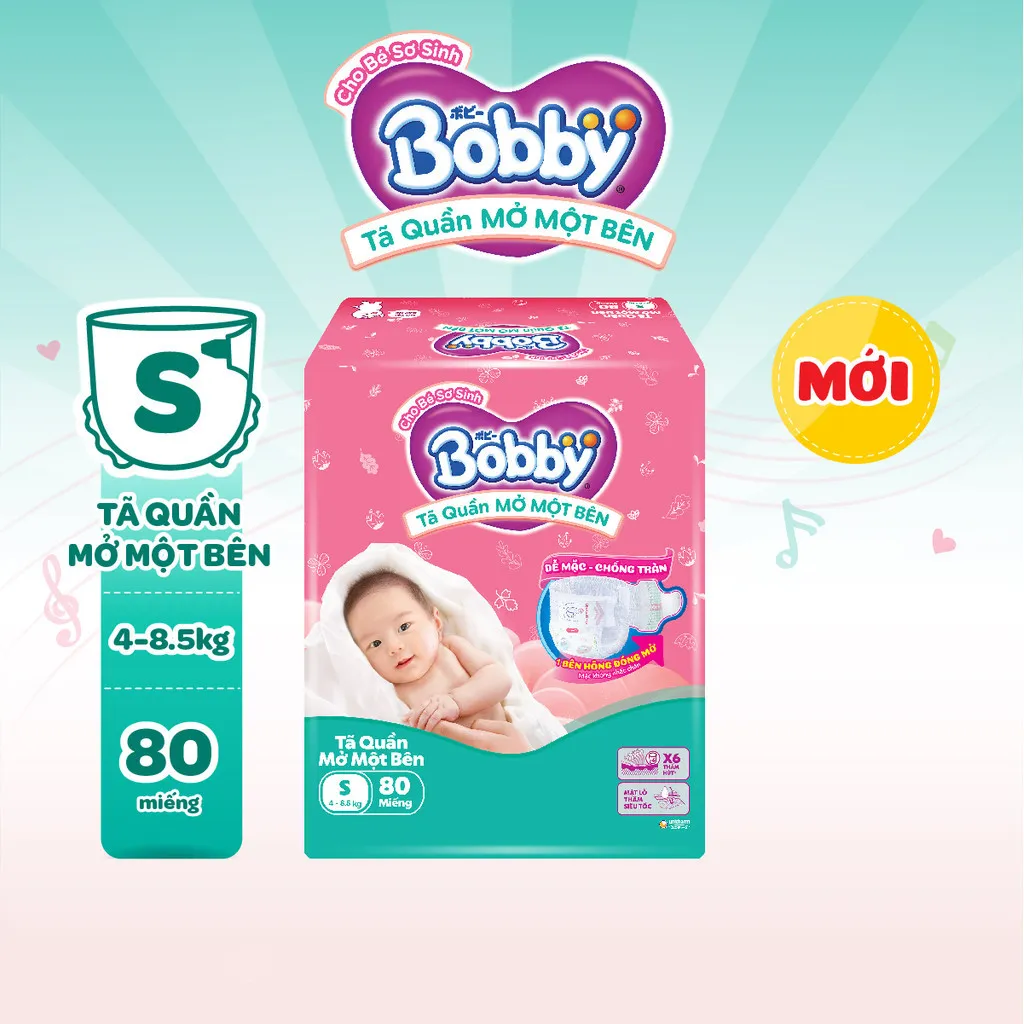 Ảnh [TẶNG MIẾNG] Tã quần mở một bên Bobby dành cho bé sơ sinh size NB70+6/NB-S74/S80/ S-M62 3