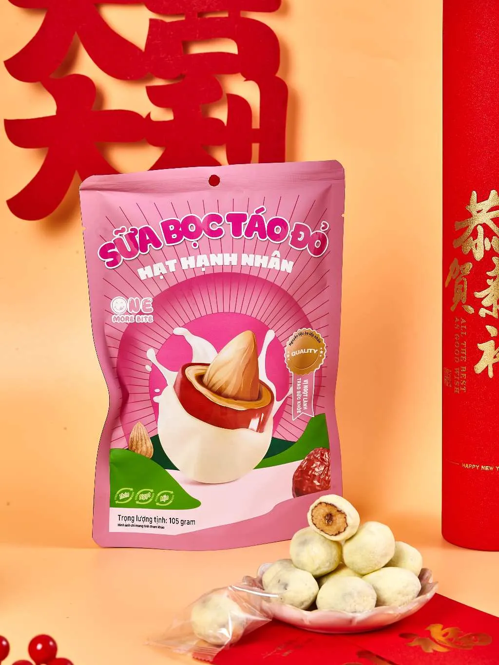 Ảnh Táo Đỏ Tân Cương Bóc Vỏ, Tách Hạt Tốt - Sữa Bọc Táo Đỏ Hạt Hạnh Nhân 1
