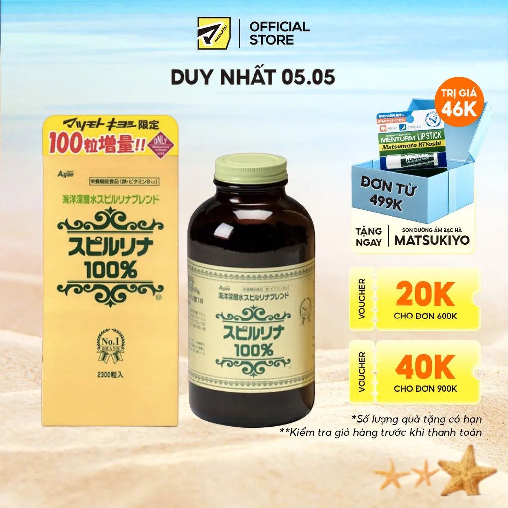Ảnh Tảo xoắn Matsukiyo Spirulina Tablets 2300 viên 1