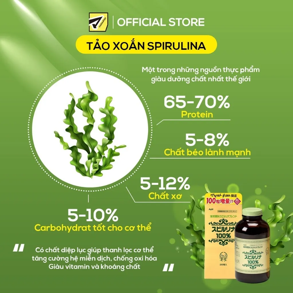 Ảnh Tảo xoắn Matsukiyo Spirulina Tablets 2300 viên 4