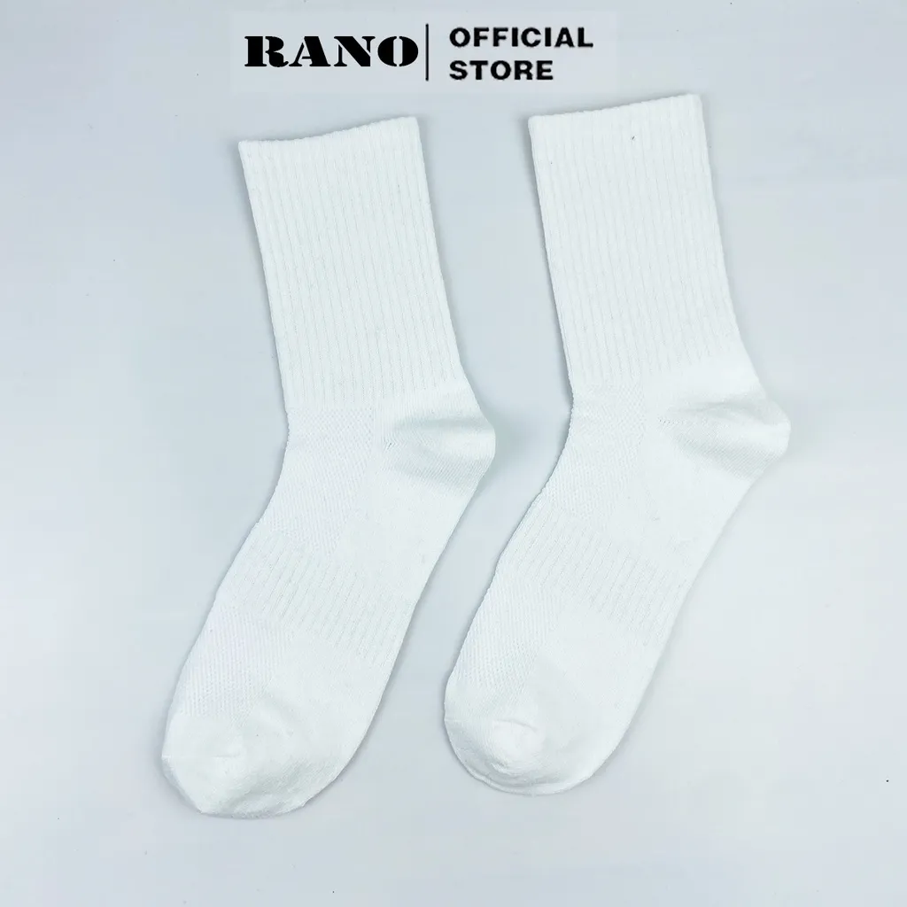 Ảnh Tất Cổ Cao dài Basic Trơn thời trang unisex nam nữ RANO chất liệu cotton cao cấp mềm mại thoáng khí 3