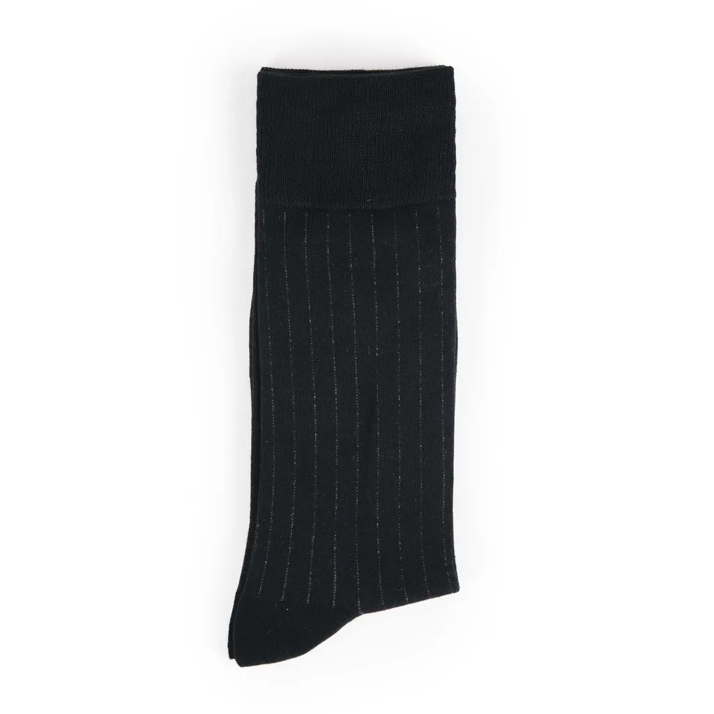 Ảnh Tất Cổ Cao Mang Giày Tây, Màu Đen, Xanh Navy, Sọc Dọc - Cotton Co Giãn Thấm Hút Tốt - Thương Hiệu Be Classy 4
