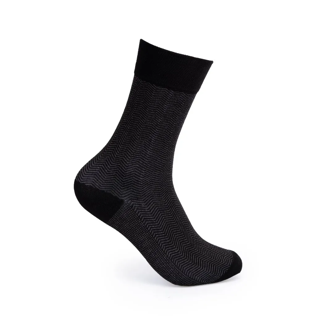 Ảnh Tất Cổ Cao Mang Giày Tây, Sọc chéo gợn sóng - Cotton Co Giãn Thấm Hút Tốt VO11 - Thương Hiệu Be Classy 1
