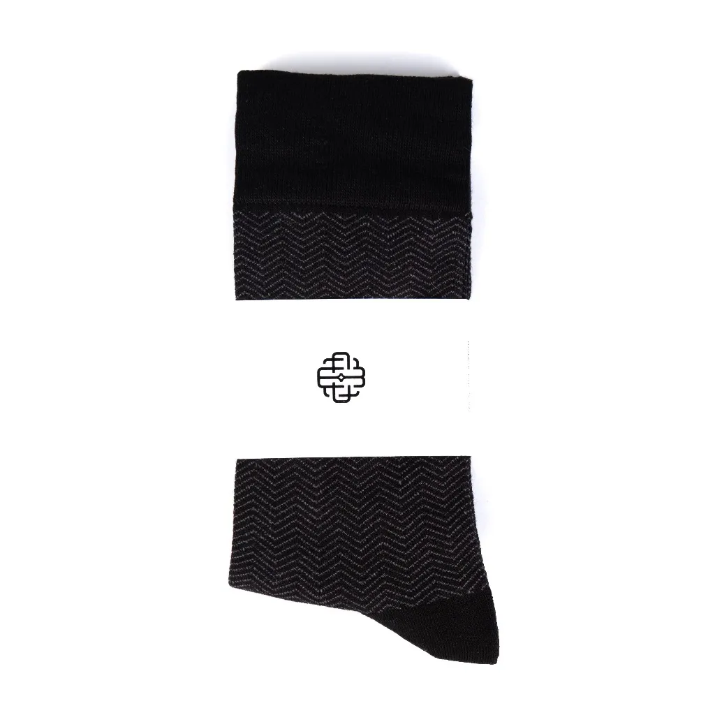 Ảnh Tất Cổ Cao Mang Giày Tây, Sọc chéo gợn sóng - Cotton Co Giãn Thấm Hút Tốt VO11 - Thương Hiệu Be Classy 2