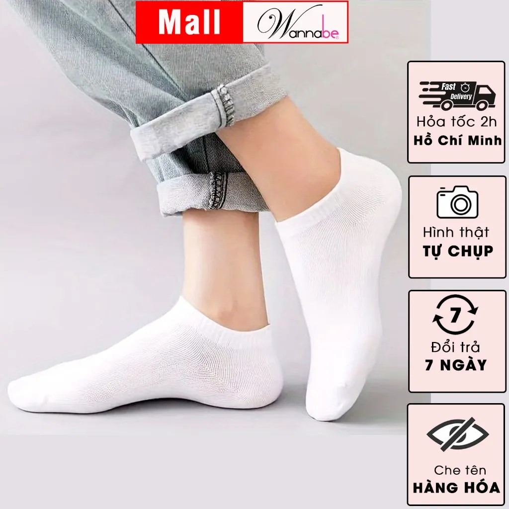 Ảnh Tất cổ vừa unisex WANNABE vớ cotton thể thao nam nữ đều dùng được khử mùi hôi chân êm ái nhẹ nhàng suốt cả ngày VD009 1