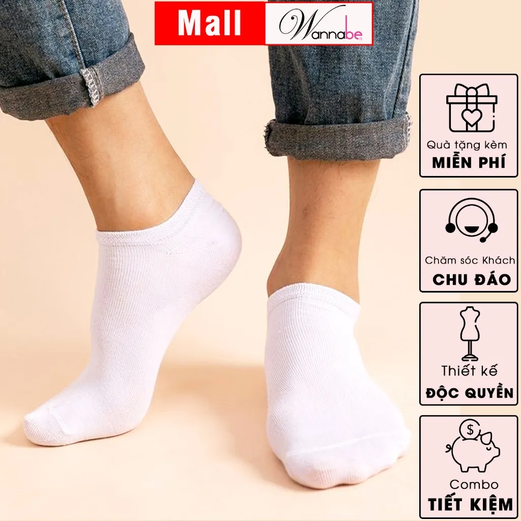 Ảnh Tất cổ vừa unisex WANNABE vớ cotton thể thao nam nữ đều dùng được khử mùi hôi chân êm ái nhẹ nhàng suốt cả ngày VD009 2