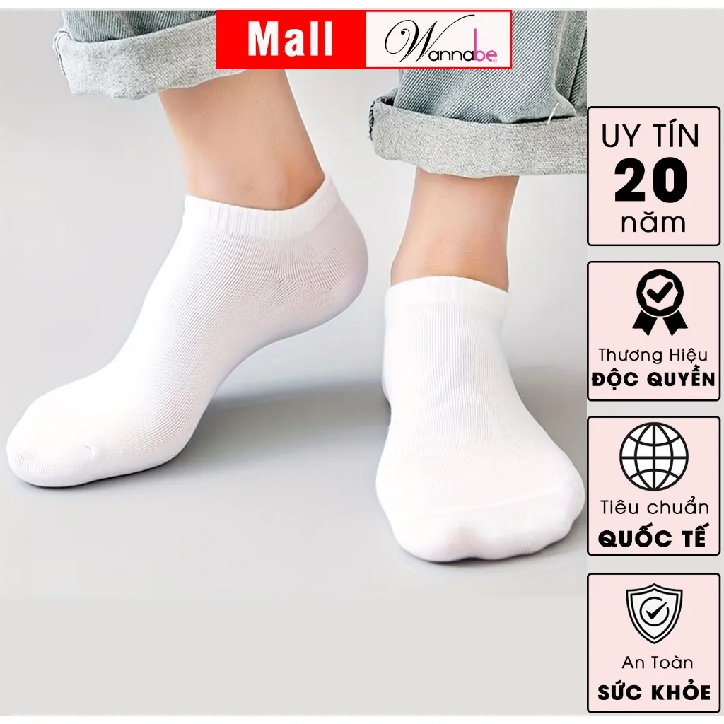Ảnh Tất cổ vừa unisex WANNABE vớ cotton thể thao nam nữ đều dùng được khử mùi hôi chân êm ái nhẹ nhàng suốt cả ngày VD009 3