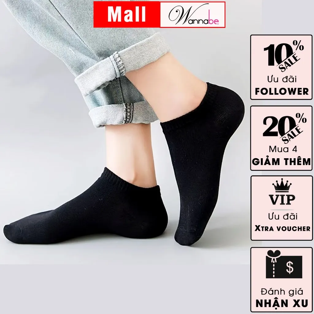 Ảnh Tất cổ vừa unisex WANNABE vớ cotton thể thao nam nữ đều dùng được khử mùi hôi chân êm ái nhẹ nhàng suốt cả ngày VD009 4