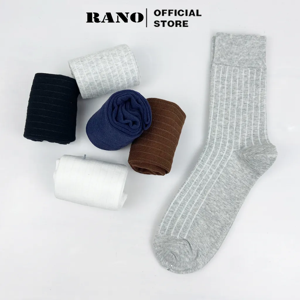 Ảnh Tất nam cổ cao 20 cm gân trơn giày tây cotton cao cấp RANO thoáng khí khử mùi nhiều màu trắng xám nâu xanh đen 1