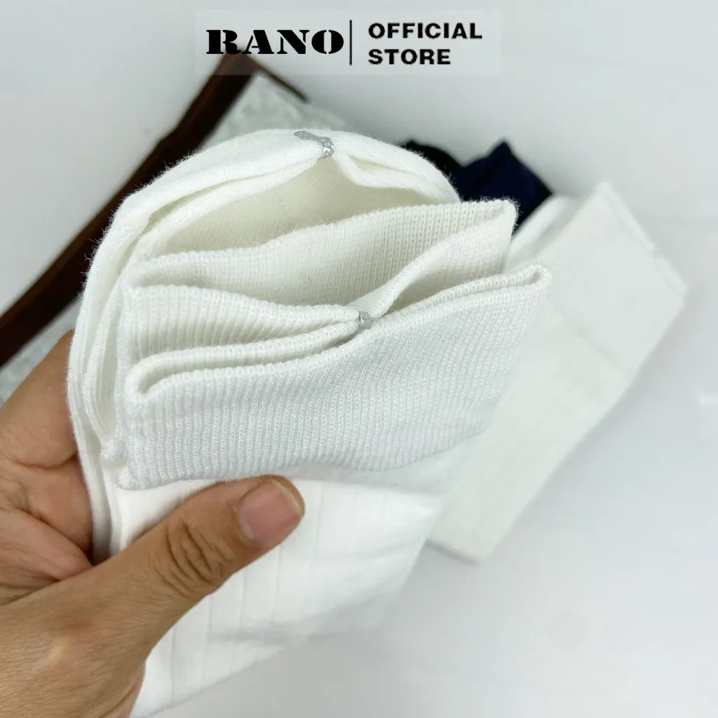 Ảnh Tất nam cổ cao 20 cm gân trơn giày tây cotton cao cấp RANO thoáng khí khử mùi nhiều màu trắng xám nâu xanh đen 4