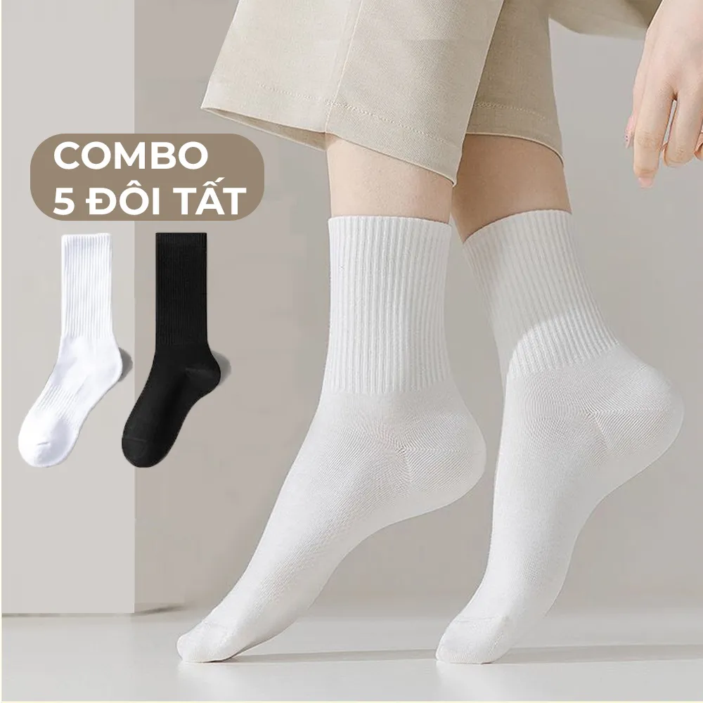 Ảnh Tất nam cổ cao G2 chất cotton vớ dài nữ trơn basic co giãn bốn chiều phong cách unisex Hàn Quốc 1