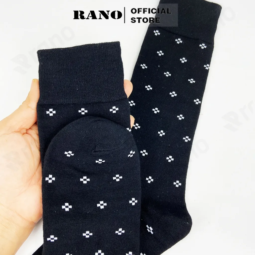 Ảnh Tất nam cổ cao đi giày tây RANO công sở cao cấp hoạ tiết dấu cộng, chất liệu cotton hút ẩm thoáng khí TAY26CONG 1