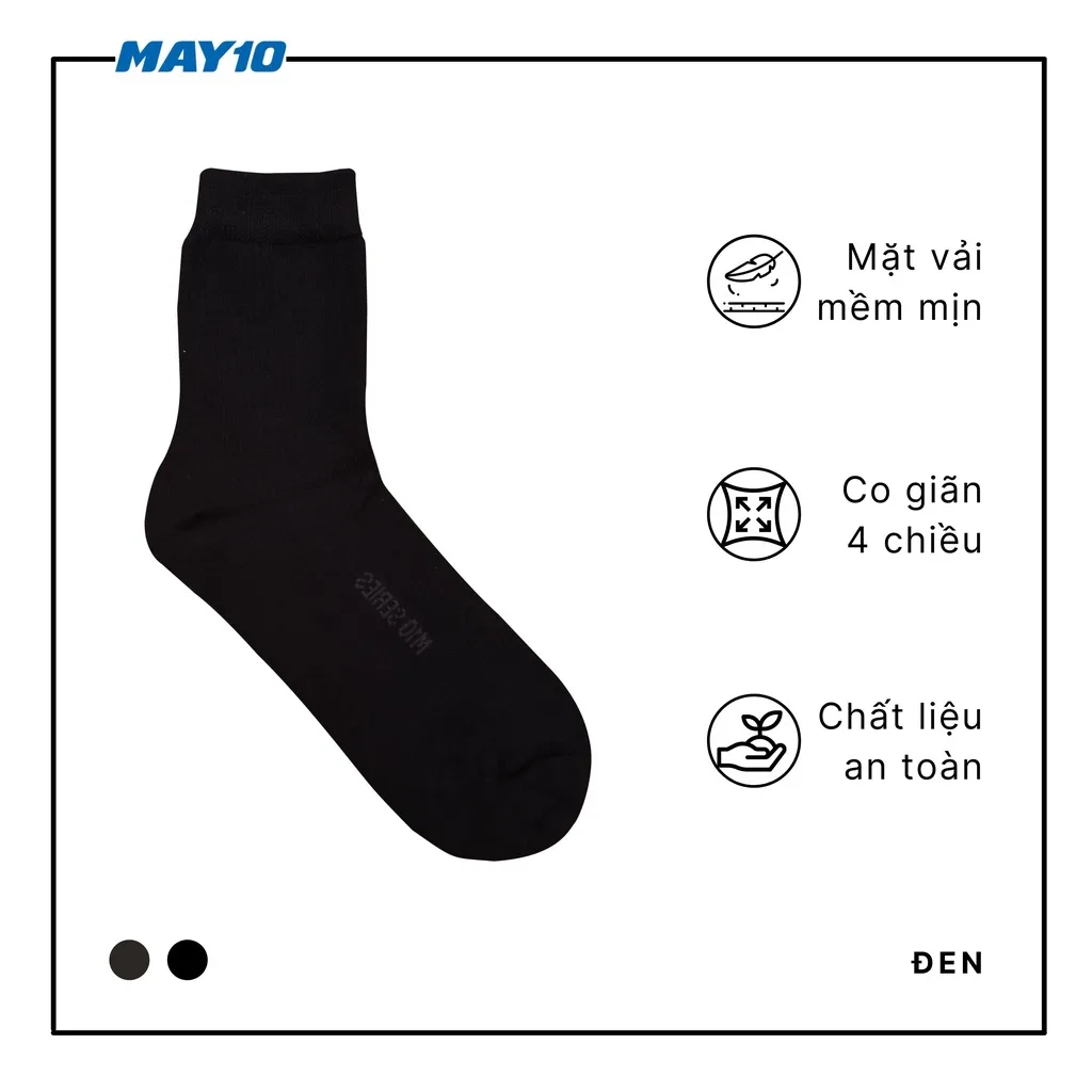 Ảnh Tất nam May 10 cổ cao hai màu ghi, đen chất liệu cotton thoáng khí mã 11050123251 3