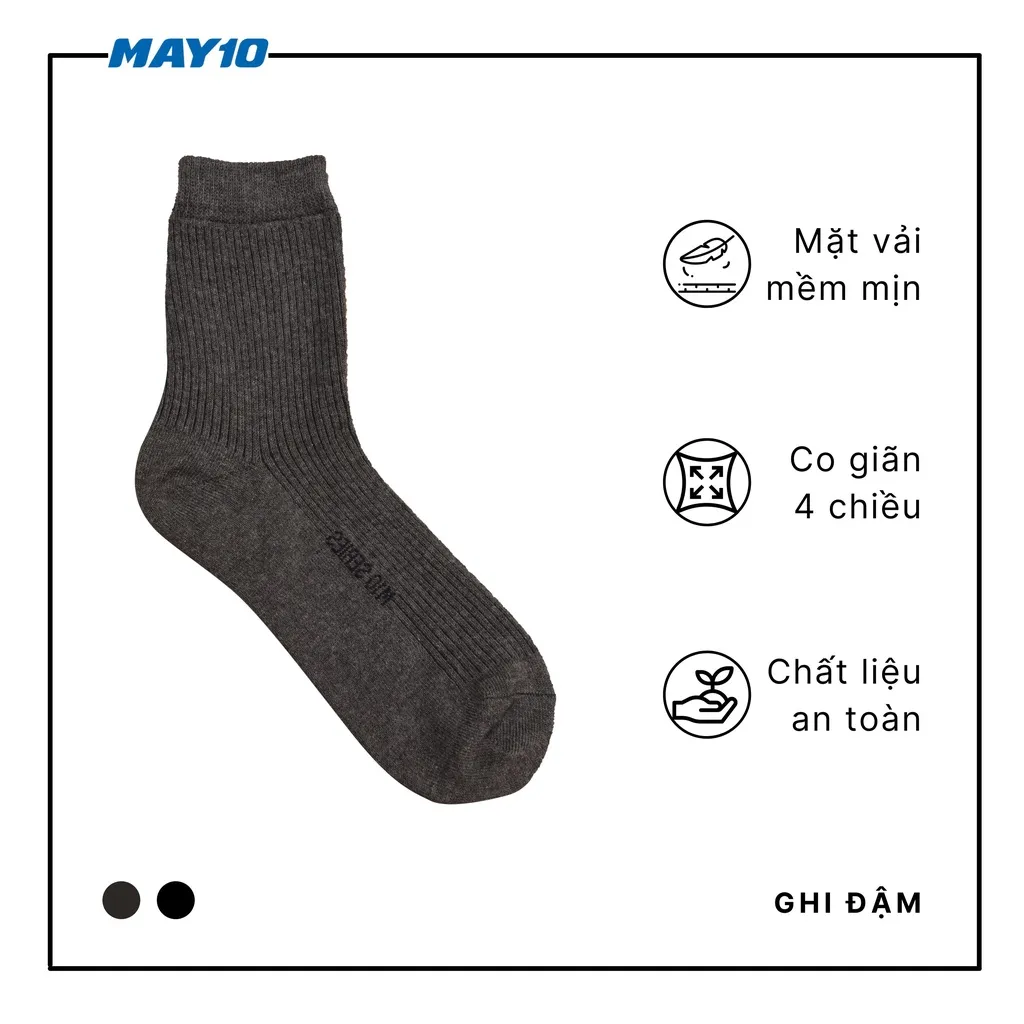 Ảnh Tất nam May 10 cổ cao hai màu ghi, đen chất liệu cotton thoáng khí mã 11050123251 4