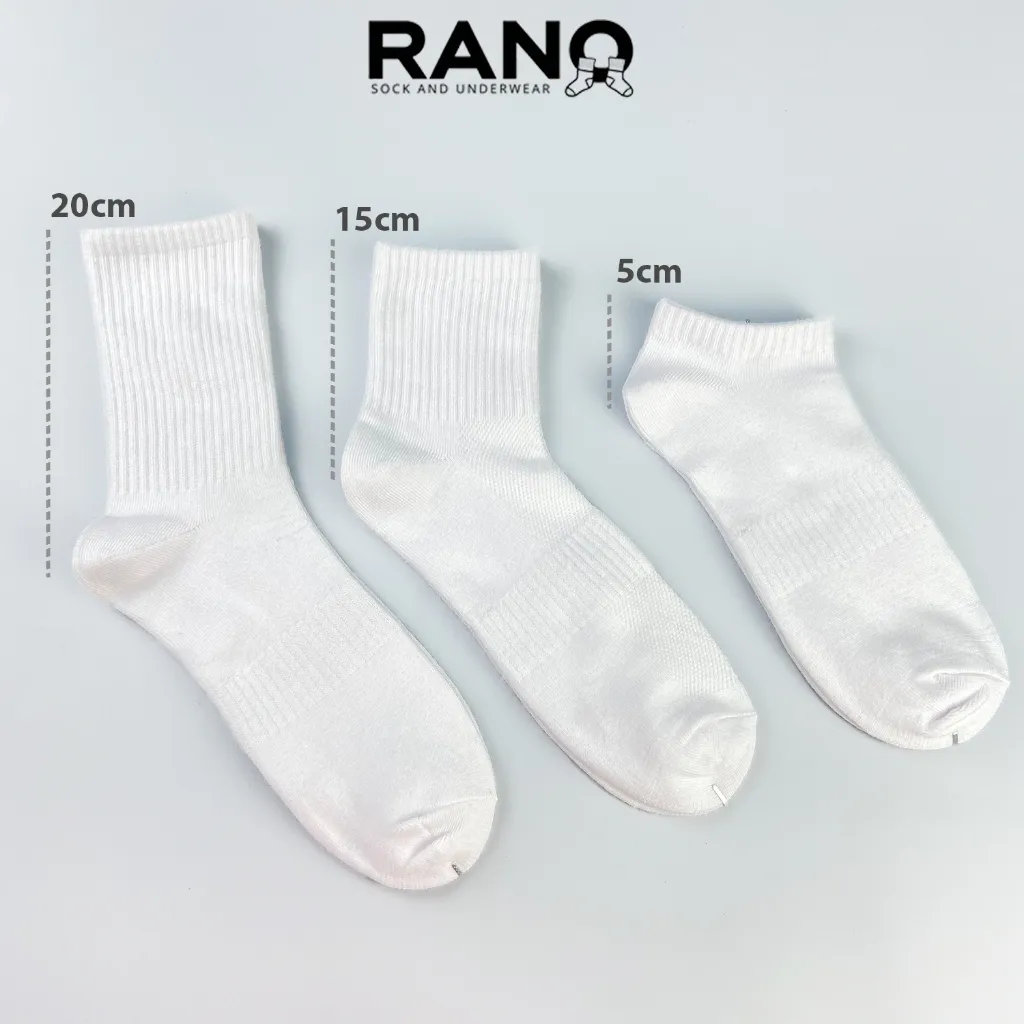 Ảnh Tất Vớ Cổ Cao Trơn Đen Trắng Cao 18-20cm Unisex RANO Cotton Êm Ái Dày Dặn Thoáng Khí TRON_10 3