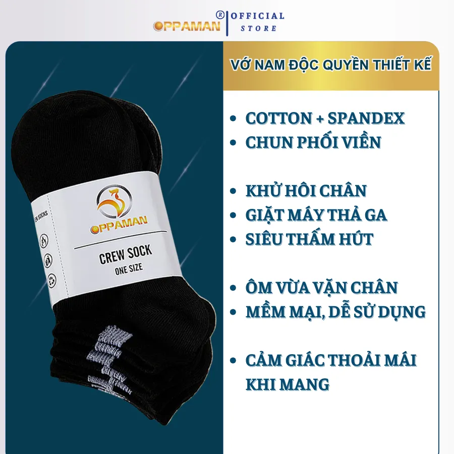 Đánh giá Tất Vớ Nam Cổ Ngắn OPPAMAN OVT6: Cotton Kháng Khuẩn Chống Mùi Hôi