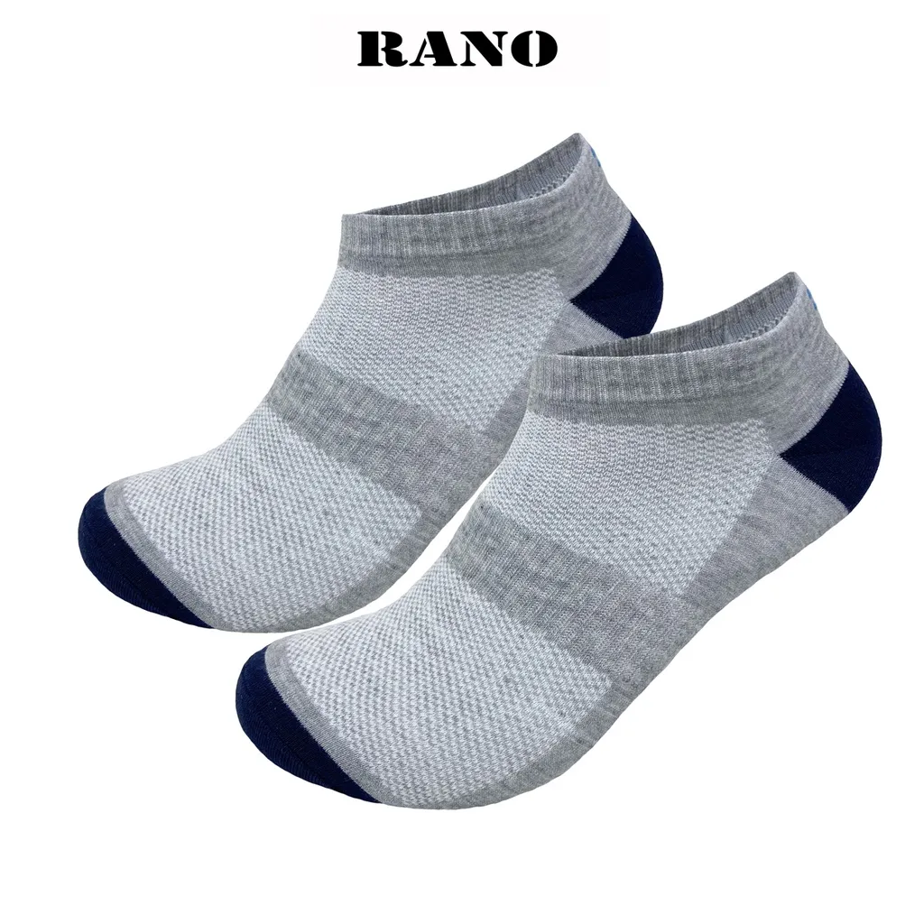 Ảnh Tất vớ nam cổ ngắn thấp trên mắt cá phối gót thoáng khí cotton cao cấp nhiều màu khử mùi xuất xịn hàng hiệu RANO 1
